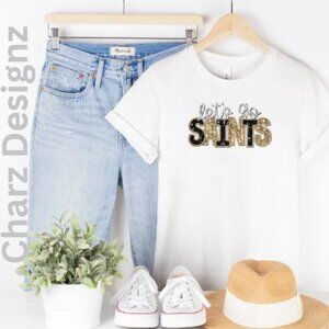 Let's Go Saints Faux Sequin/Glitter Tee (White/New)